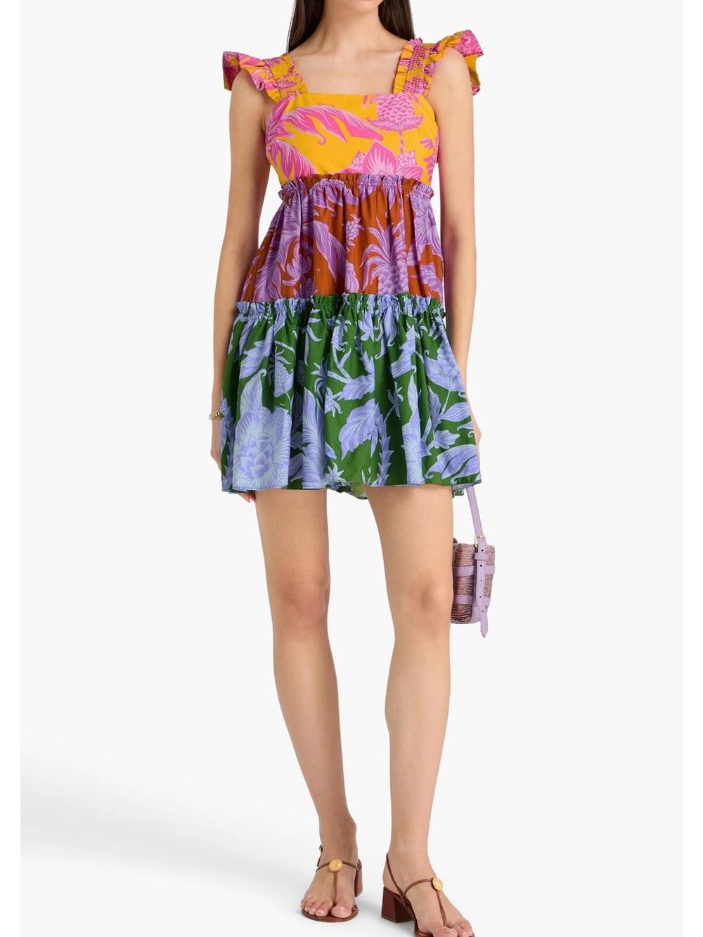 NWT Farm Rio Tropical Swing Mix Mini Tiered Cotton Dress Size XL